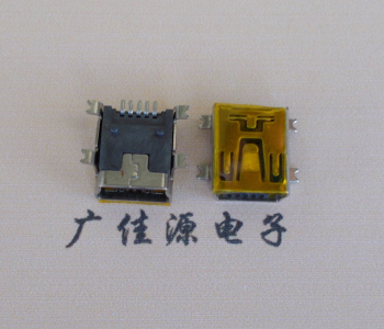 江苏MINI USB 5P 接口 母座 全贴带麦拉 高9.6带0.9柱子