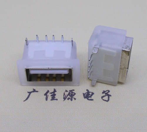 江苏卧式后两脚DIP插板USB AF 2.0防水母座,反向插A公头连接器
