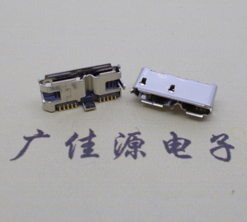 江苏 双接口micro usb3.0母座有卷边10pin三个固定脚插板